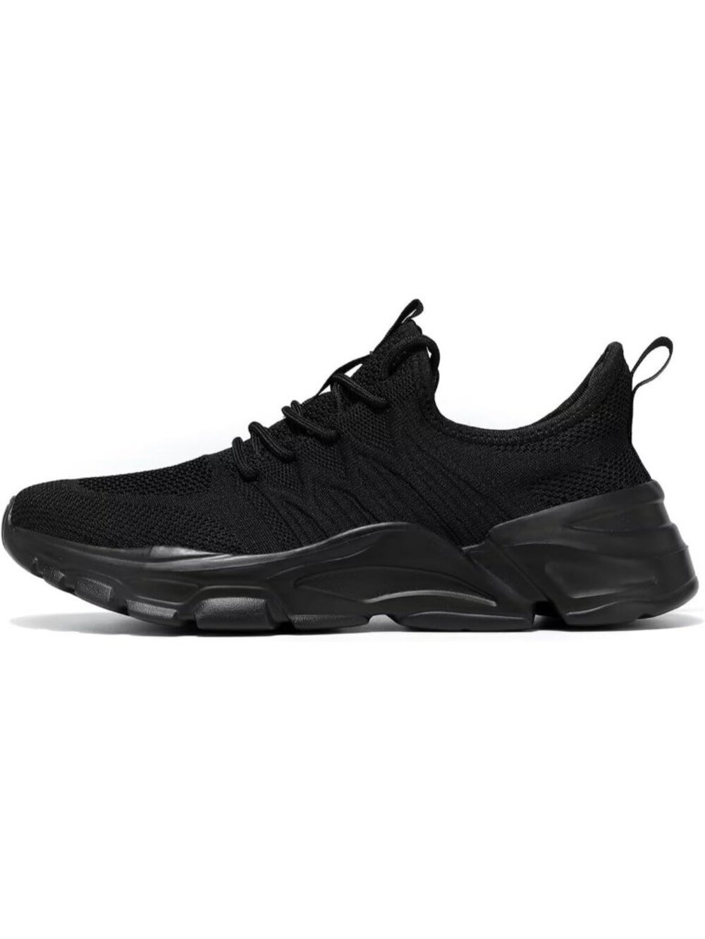 Men's Black Non Slip Breathable Lightweight Pull On Athletic Fashion Sneaker - Picture 2 of 6